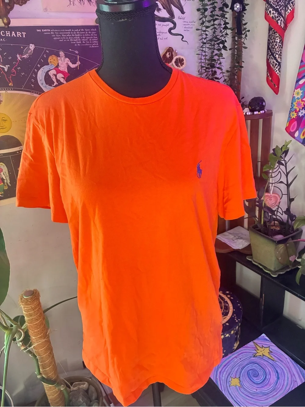 Polo by Ralph Lauren Bright Orange Crew Neck Tee with Blue Pony